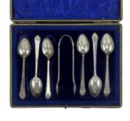 CASED EDWARD VII HALLMARKED SILVER TEASPOONS & SUGAR TONGS SET