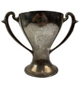 EARLY 20TH CENTURY EDWARD VII HALLMARKED SILVER TWIN HANDLED TROPHY