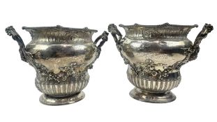 PAIR OF GEORGIAN HEAVY SILVER WINE COOLERS SIR WILLIAM INGLIS KCB