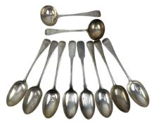COLLECTION OF VICTORIAN HALLMARKED SILVER SERVING SPOONS & TWO SILVER LADLES