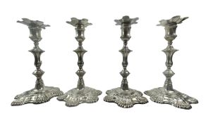 SET OF FOUR 18TH CENTURY GEORGE III HALLMARKED SILVER CANDLESTICKS