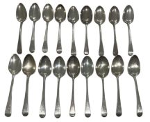 FIFTEEN GEORGE III HALLMARKED SILVER DESSERT SPOONS & OTHER SPOONS