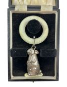 ELIZABETH II HALLMARKED SILVER BABY'S RATTLE / TEETHING RING