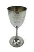 20TH CENTURY GEORGE V HALLMARKED SILVER GOBLET / MILITARY INTERESTS