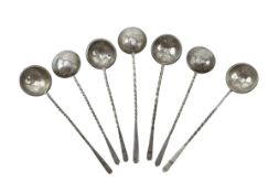SET OF SEVEN SILVER GERMAN EAST AFRICA 1 RUPEE COIN SPOONS