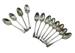 EIGHT 19TH CENTURY GEORGE III HALLMARKED SILVER SERVING SPOONS
