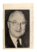 AMERICAN PRESIDENTS - HARRY S. TRUMAN - AUTOGRAPHED PHOTOGRAPH