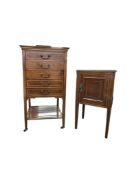 EDWARDIAN MAHOGANY INLAID PEDESTAL SHEET MUSIC CABINET