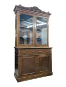 EDWARDIAN WALNUT LIBRARY BOOKCASE CUPBOARD