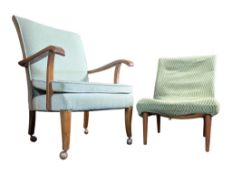 BRITISH MODERN DESIGN - VINTAGE 20TH CENTURY TEAK EASY LOW ARMCHAIR