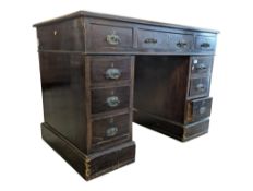 EDWARDIAN MAHOGANY & LEATHER TWIN PEDESTAL OFFICE DESK