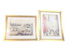 AFTER L. S. LOWRY, BRITISH - TWO VINTAGE 20TH CENTURY COLOURED PRINTS