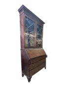 19TH CENTURY GEORGE III MAHOGANY BUREAU BOOKCASE