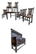 1900S OAK BARLEYTWIST DINING ROOM SUITE