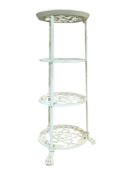 WHITE PAINTED METAL FOUR TIER PLANT STAND