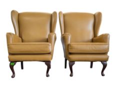 PAIR OF VINTAGE 20TH CENTURY LEATHERETTE WINGBACK ARMCHAIRS