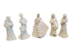 ROYAL WORCESTER - COLLECTION OF FIVE PORCELAIN FIGURES OF LADIES