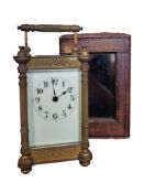 EARLY 20TH CENTURY FRENCH TRAVELLING BRASS CARRIAGE CLOCK