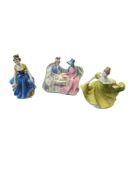 ROYAL DOULTON - THREE VINTAGE PORCELAIN LADY FIGURES