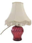 EARLY 20TH CENTURY CRANBERRY GLASS TABLE LAMP