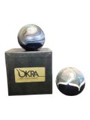 TWO LATE 20TH CENTURY STUDIO ART GLASS PAPERWEIGHTS