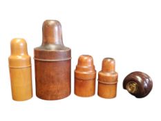 COLLECTION OF 19TH & EARLY 20TH CENTURY TREEN BOTTLE HOLDERS