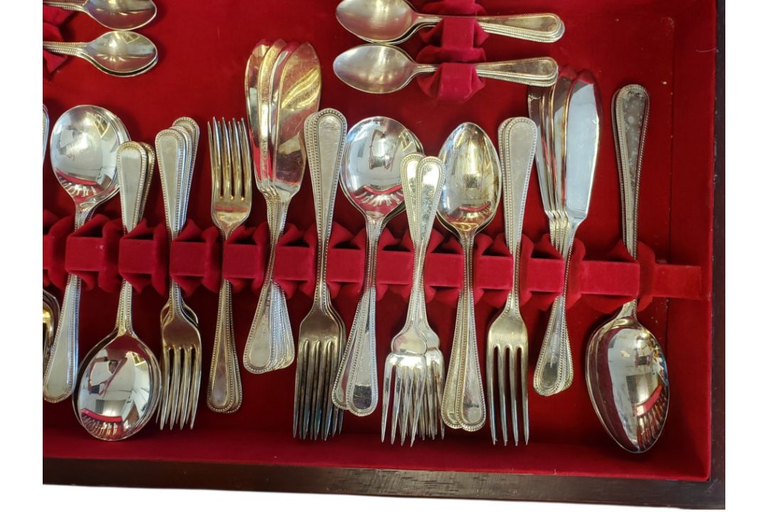 MID CENTURY REGALIA SILVER PLATED CANTEEN OF CUTLERY - Bild 2 aus 5