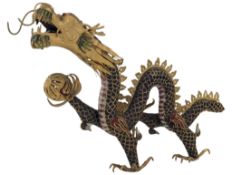 CONTEMPORARY CHINESE CLOISONNE DRAGON FIGURE