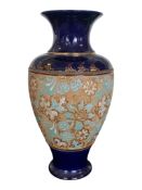 19TH CENTURY LARGE ROYAL DOULTON LAMBETH STONEWARE BALUSTER VASE
