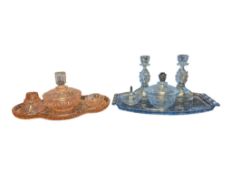 TWO 20TH CENTURY ART DECO GLASS DRESSING TABLE SETS
