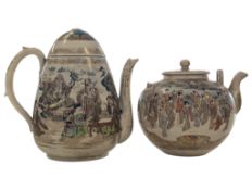 TWO JAPANESE 19TH CENTURY CERAMIC HAND PAINTED TEAPOTS