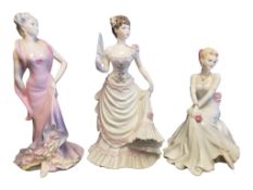 COALPORT - THREE LATE 20TH CENTURY FINE BONE CHINA LADY FIGURES