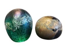 TWO LATE 20TH CENTURY STUDIO ART GLASS PAPERWEIGHTS