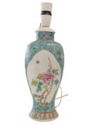 EARLY 20TH CENTURY CHINESE FAMILLE ROSE VASE / CONVERTED LAMP