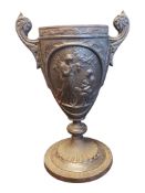 19TH CENTURY VICTORIAN CAST IRON URN WITH CLASSICAL FIGURES