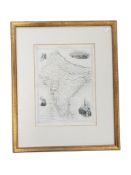 19TH CENTURY STEEL ENGRAVED MAP OF BRITISH INDIA PRODUCED BY JOHN TALLIS & CO