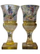 PAIR OF 19TH CENTURY BOHEMIAN ENAMELLED HAND PAINTED GLASSES