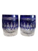 TWO WATERFORD CLARENDON COBALT TUMBLERS