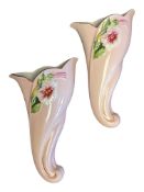 ROYAL WINTON ART DECO STYLE 1930S / 1940S CERAMIC PETUNIA WALL SCONCES