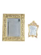 TWO VINTAGE 20TH CENTURY BRASS FRAMED MIRRORS