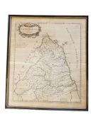 AFTER ROBERT MORDEN (C. 1650-1703) - 18TH CENTURY MAP COLOURED ENGRAVING OF NORTHUMBERLAND