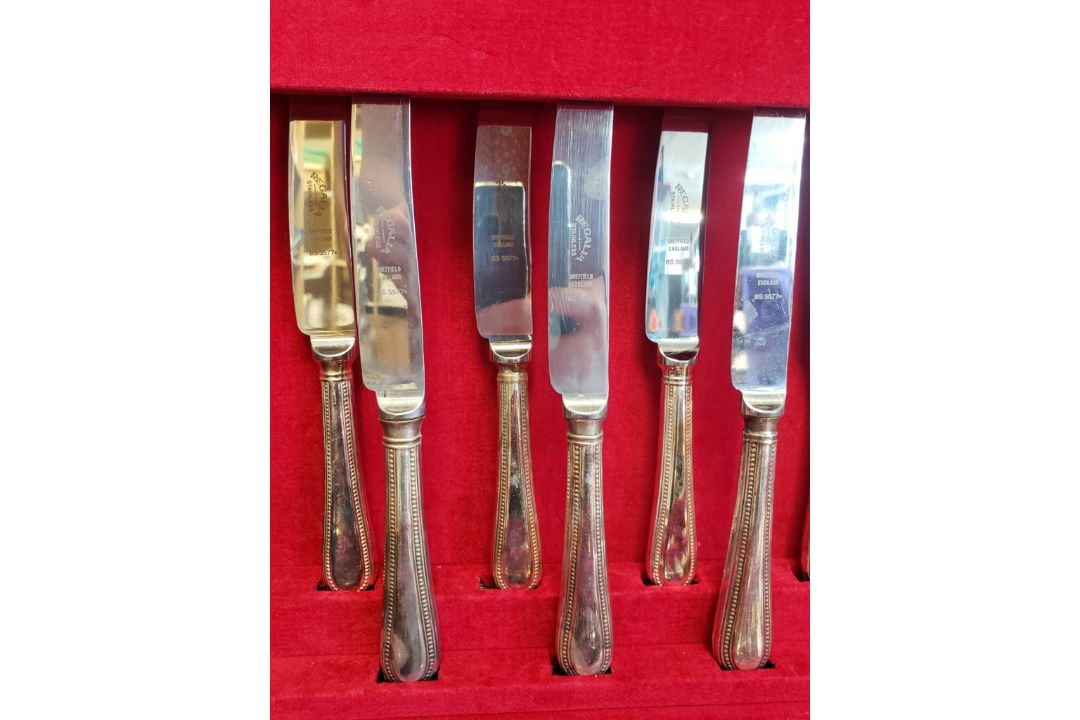 MID CENTURY REGALIA SILVER PLATED CANTEEN OF CUTLERY - Bild 4 aus 5
