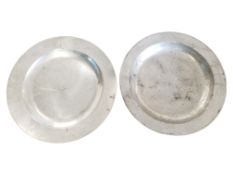 TWO 18TH CENTURY PEWTER CHARGERS