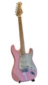 NEVADA, UK - CONTEMPORARY PINK STRATOCASTER ELECTRIC GUITAR W/ AMP