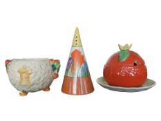 1930S ART DECO CLARICE CLIFF CROCUS SUGAR SIFTER & OTHERS
