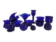 BRISTOL BLUE GLASS - COLLECTION OF 20TH CENTURY VINTAGE BOWLS, PAPERWEIGHTS, ETC