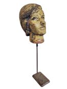 MID 20TH CENTURY FIBREGLASS MANNEQUIN HEAD ON METAL STAND