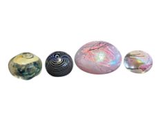 COLLECTION OF FOUR LATE 20TH CENTURY STUDIO GLASS PAPERWEIGHTS