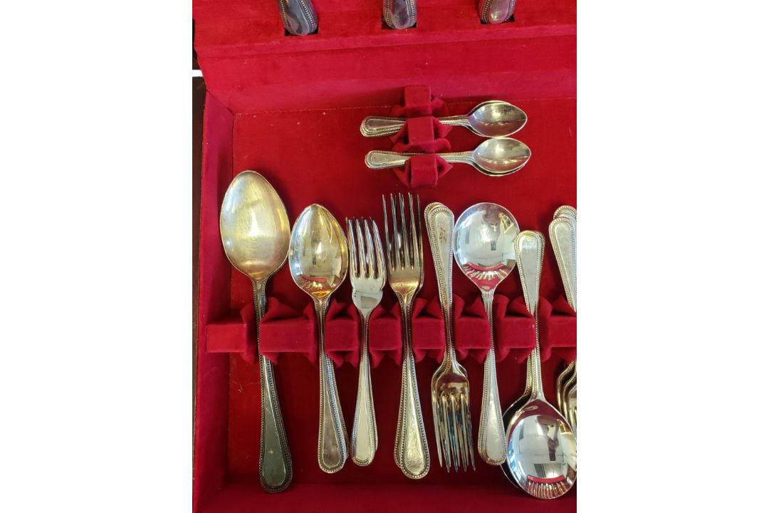 MID CENTURY REGALIA SILVER PLATED CANTEEN OF CUTLERY - Bild 3 aus 5