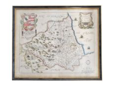AFTER RICHARD BLOME (1635–1705) - LATE 17TH CENTURY MAP ENGRAVING OF YE BISHOPRICK OF DURHAM